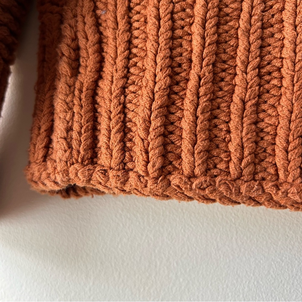 Free People My Only Sunshine Chunky Turtleneck Cropped Sweater Burnt Orange XS - Picture 9 of 13